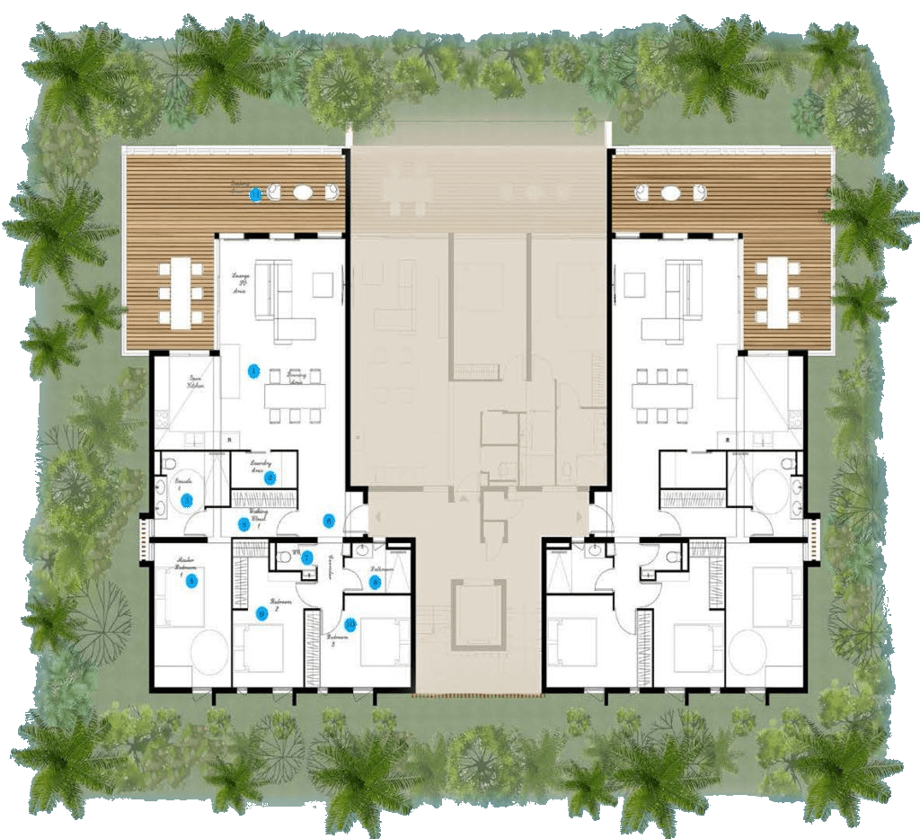 Le plan d'ensemble: Appartements à trois chambres